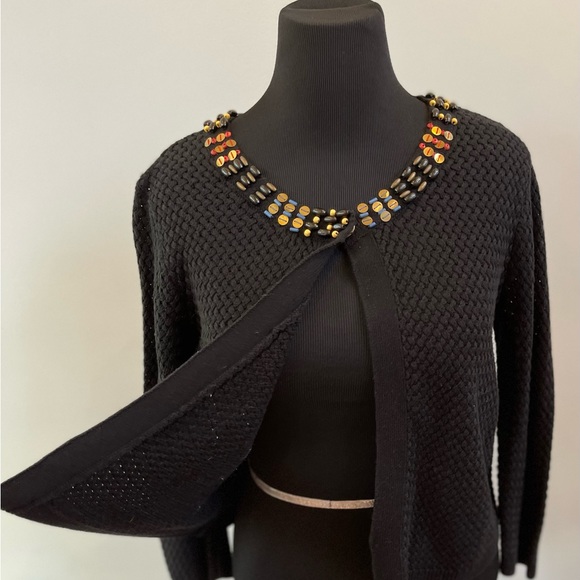 Ruby Rd Womens Black Open Front Long Sleeve Cardigan Bedded Neck Sweater Size L - Picture 2 of 8